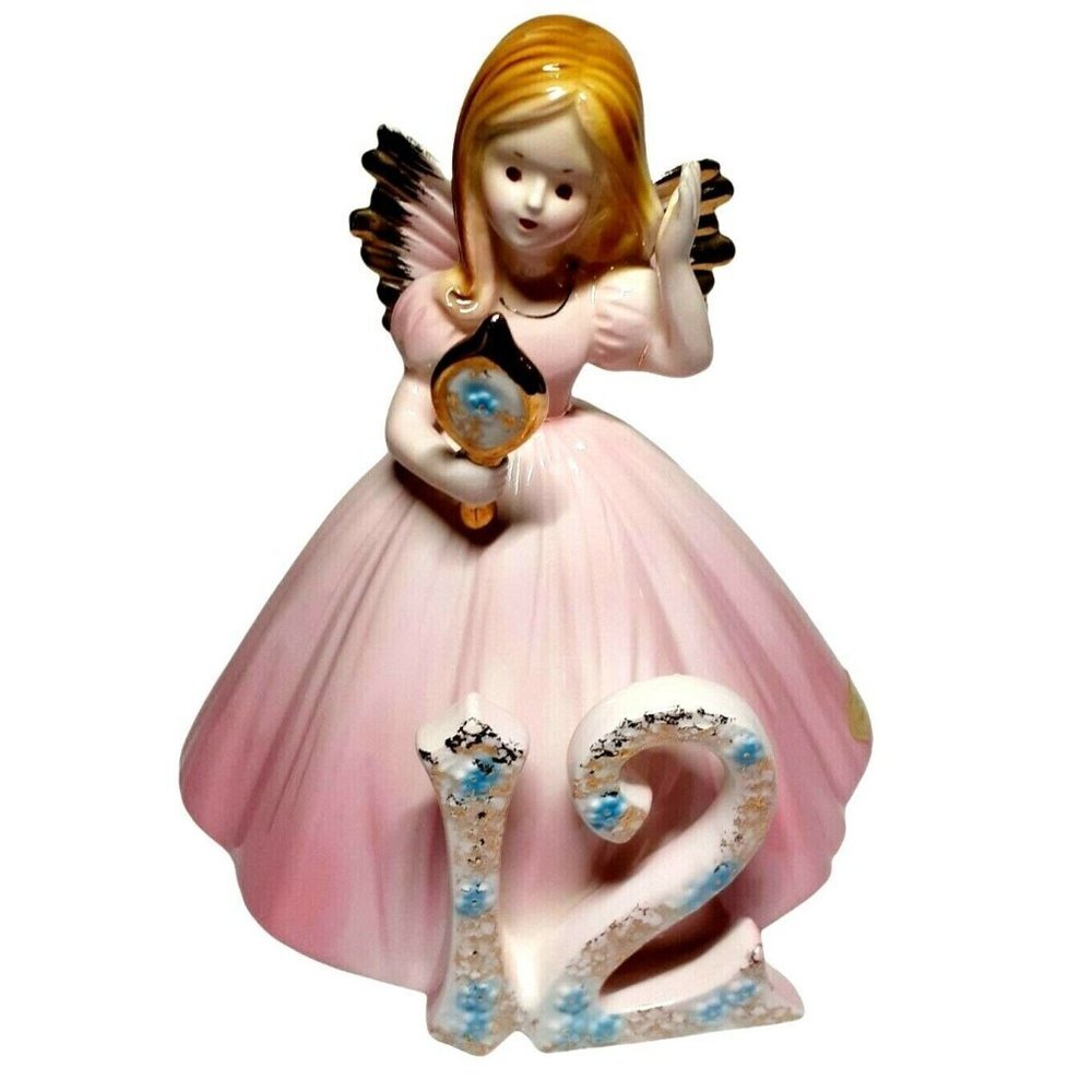 VTG Josef Original 12 Year Old Birthday Angel Girl Looking in Mirror Figurine